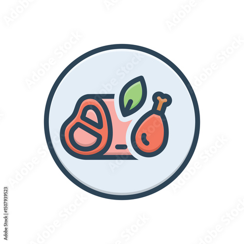 Color illustration icon for ecological meat