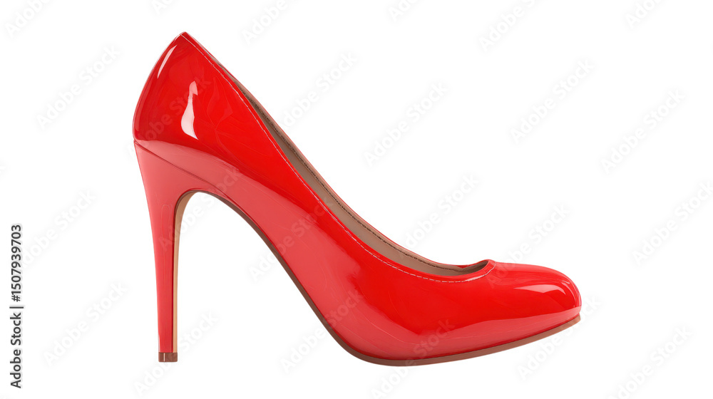 Elegant Red High Heel Shoe on Transparent Background Elegant Red High Heel Shoe on Transparent Background