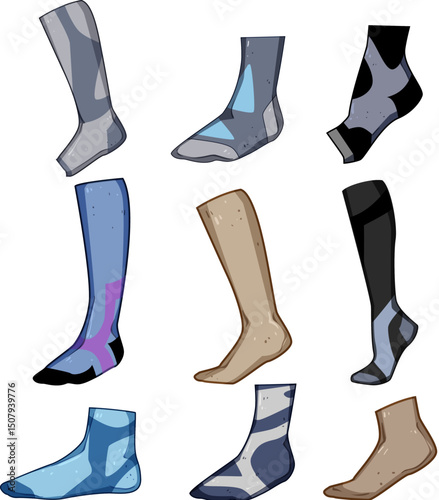 compression socks set cartoon vector illustration