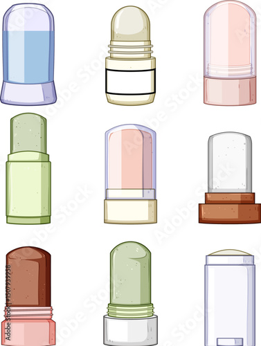 deodorant eco friendly set cartoon vector illustration