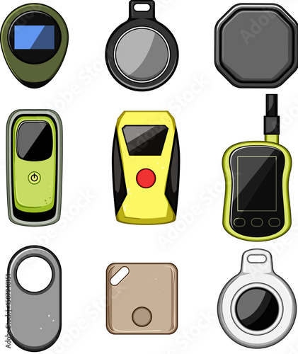 gps beacon set cartoon vector illustration