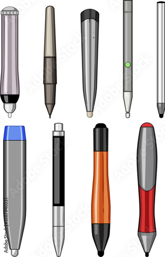 interactive whiteboard pen set cartoon vector illustration