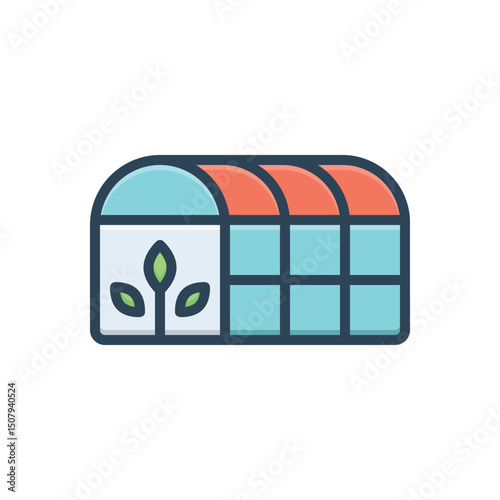 Color illustration icon for greenhouse