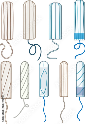 tampon set cartoon vector illustration