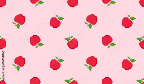 Cartoon red apple seamless pattern