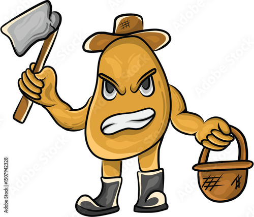 angry potato vector icon