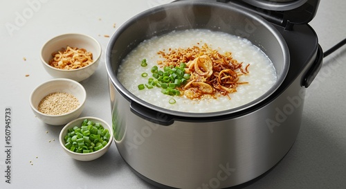 Prepared cooked rice in electric rice cooker