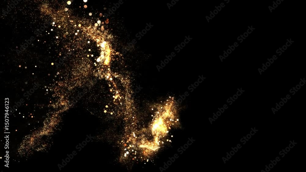 golden zigzag smooth line, gold particles, gold dust, loop border transparent video, motion background