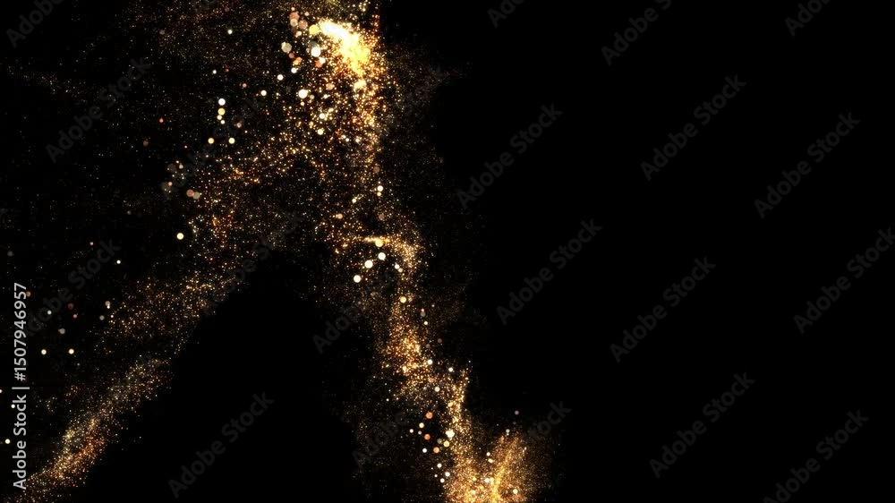golden zigzag line, gold particles, gold dust, loop border transparent video, motion background