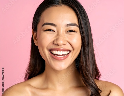 Happy woman smiles brightly