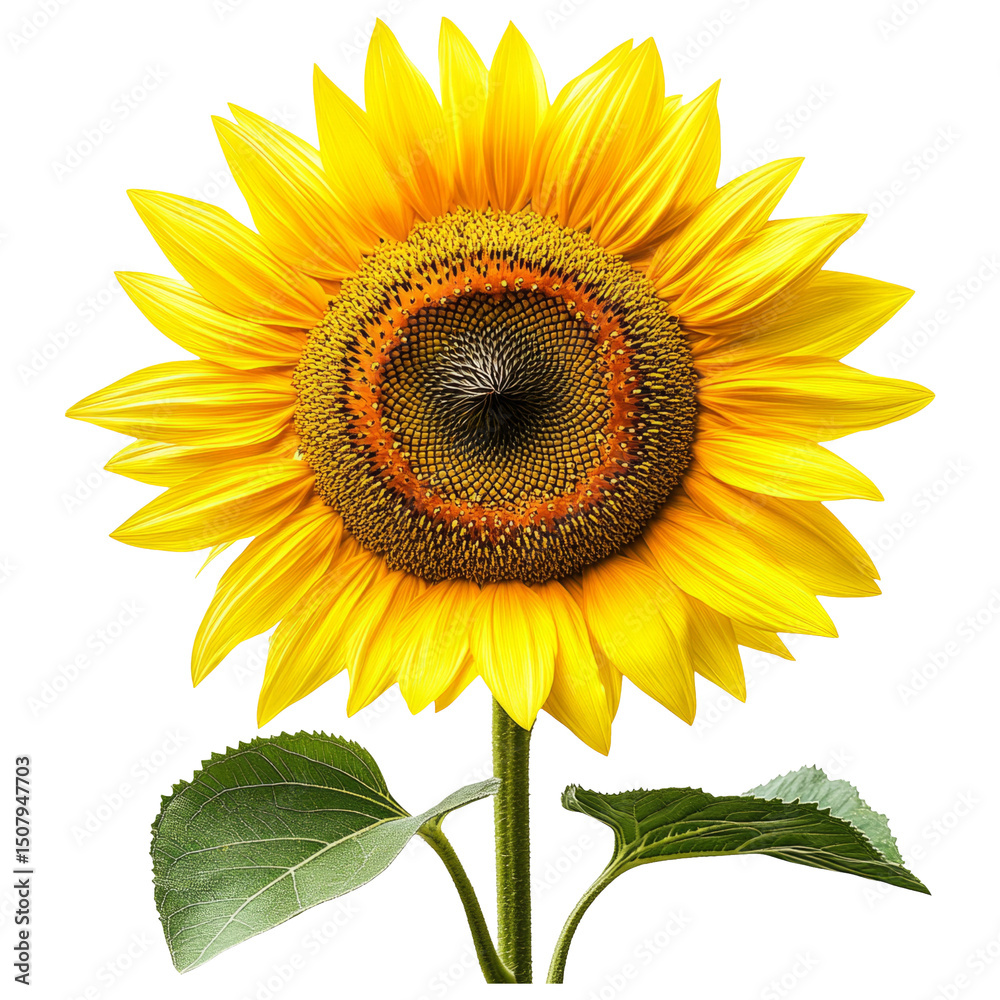 Fototapeta premium Bright Sunflower with Vibrant Yellow Petals on Transparent Background