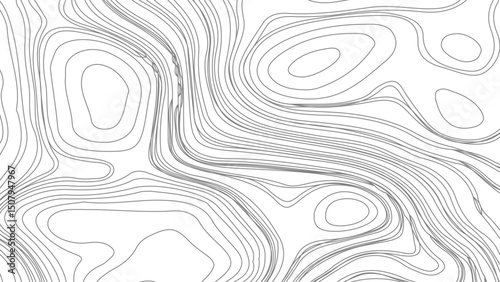 Abstract black and white topographic contours lines of mountains. digital print terrain lines texture vector white background.
