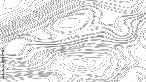 Abstract black and white topographic contours lines of mountains. digital print terrain lines texture vector white background.
