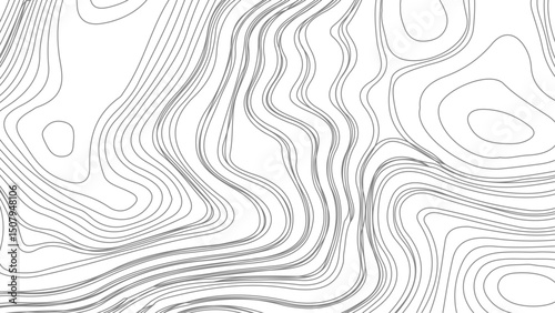 Abstract black and white topographic contours lines of mountains. Abstract modern white and black topographic contour map wavy line,
