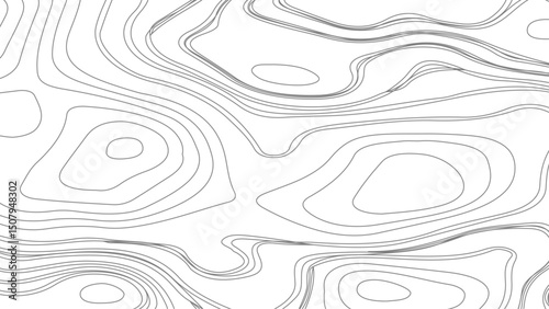 Abstract black and white topographic contours lines of mountains. vector illustration. Topography map art curve drawing.