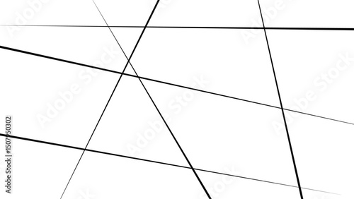 Abstract white background with random black lines, Line art striped graphic template. Vector illustration. 
