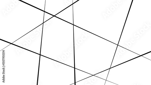 Abstract white background with random black lines, abstract background with lines. Dynamic shapes composition with lines.
