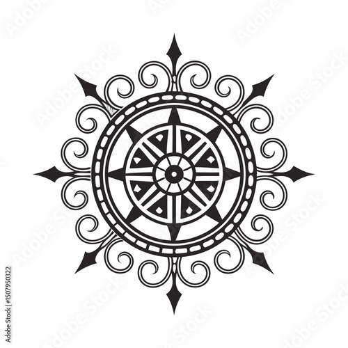 Circular pattern in the form of a mandala Henna tatoo mandala Mehndi style. Decorative pattern in oriental style