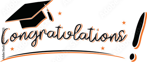 Congrats Graduated. Congrats banner. Handwritten brush lettering. Isolated vector text for graduation design, greeting card, poster, invitation