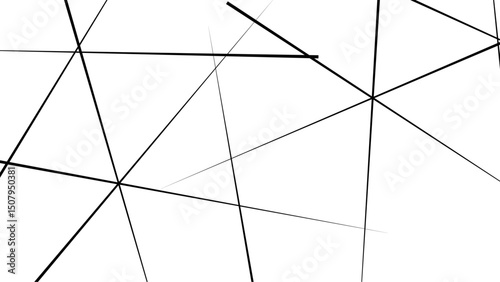 Abstract white background with random black lines, abstract background with lines. Dynamic shapes composition with lines.