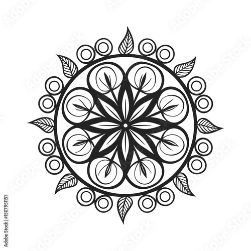 Circular pattern in the form of a mandala Henna tatoo mandala Mehndi style. Decorative pattern in oriental style