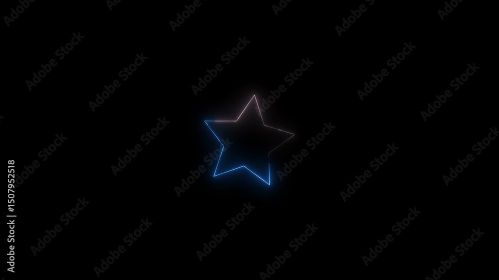Glowing star animation on black background.Star symbols icon animation.