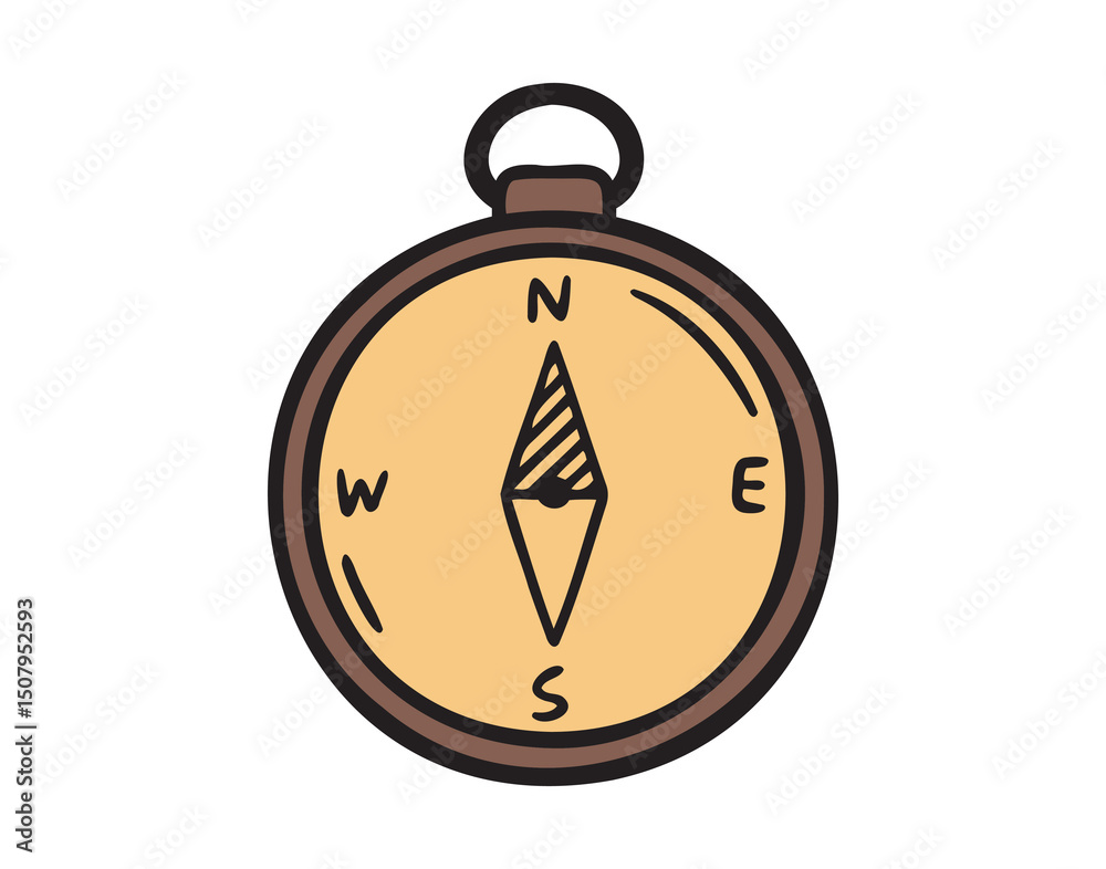 Compass icon doodle hand drawn. colorful cartoon compass line drawing clipart symbol Compass icon doodle hand drawn. colorful cartoon compass line drawing clipart symbol