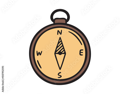 Compass icon doodle hand drawn. colorful cartoon compass line drawing clipart symbol