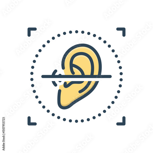 Color illustration icon for ear recognition