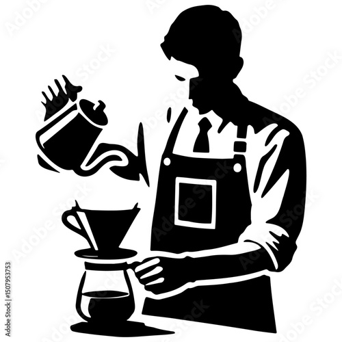 Male Barista Hand Drip Coffee.