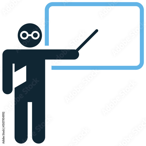 Teacher icon vector for educator role, classroom authority, and academic instruction. Ideal for school subject visuals, learning platforms, and mentoring content illustrations.