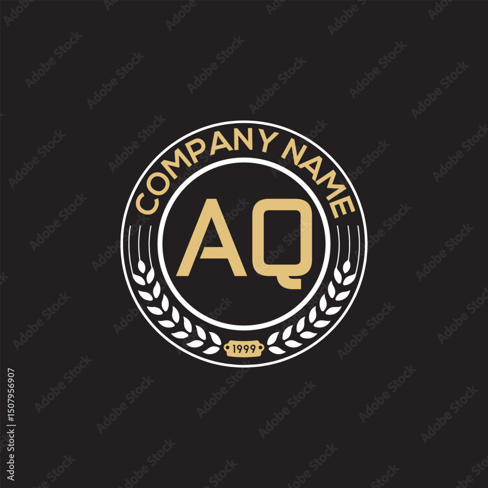 Fototapeta premium AQ Emblem logo Design AB to AZ
