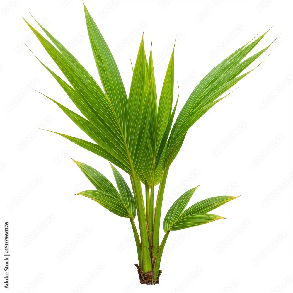 Obraz premium Palm seedling isolated on white background for botanical study and tropical decoration.
