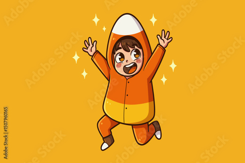  A kid in a pirate costume raising a toy sword with one eye closed.