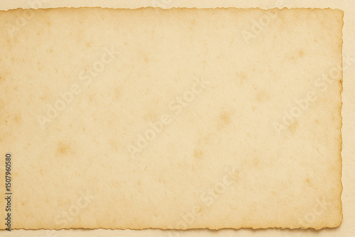 Old parchment paper texture, light yellowed background with subtle stains and soft torn edges, minimal layout with vintage elegance