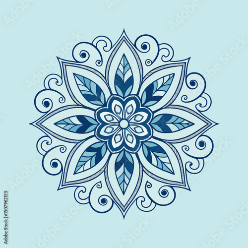 Circular pattern in the form of a mandala. Henna tatoo mandala. Mehndi style. Decorative pattern in oriental style.