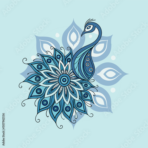 Circular pattern in the form of a mandala. Henna tatoo mandala. Mehndi style. Decorative pattern in oriental style.