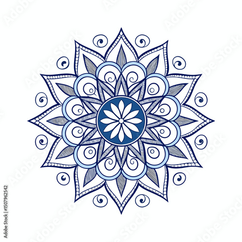 Circular pattern in the form of a mandala. Henna tatoo mandala. Mehndi style. Decorative pattern in oriental style.