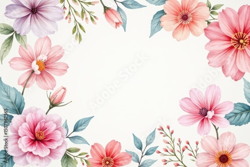 Delicate watercolor floral pattern, soft pastel hues, seamless, summer