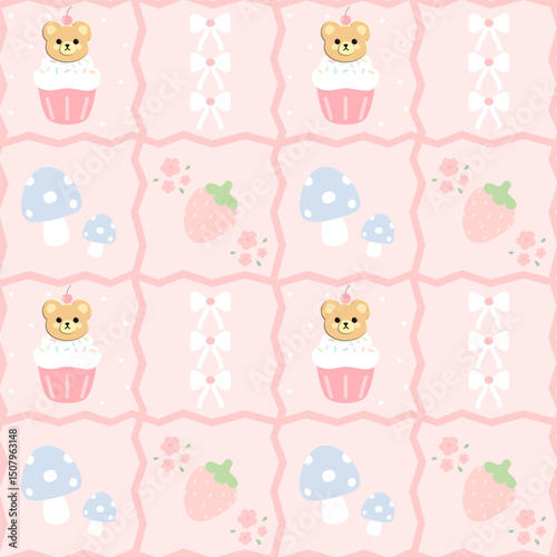seamless baby pattern with cupcakes 