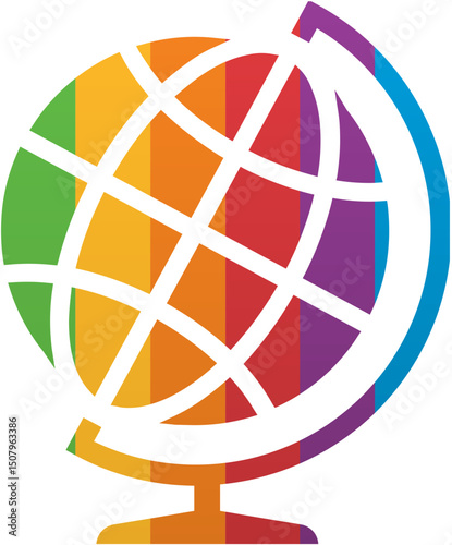 Pride Month Globe with Stand Icon  Rainbow LGBTQ Icon