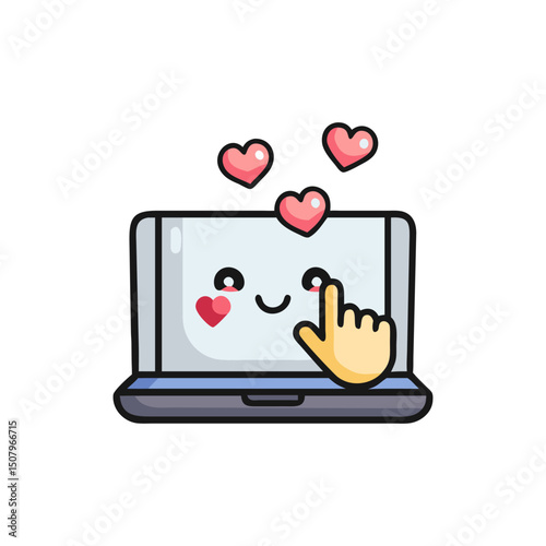 Cute Laptop Giving Love and Hearts