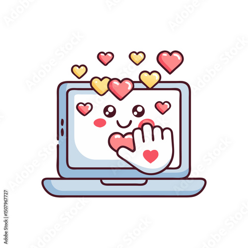 Cute Laptop Giving Love and Hearts