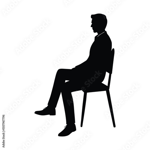 man sitting on chair silhouette vector illustration