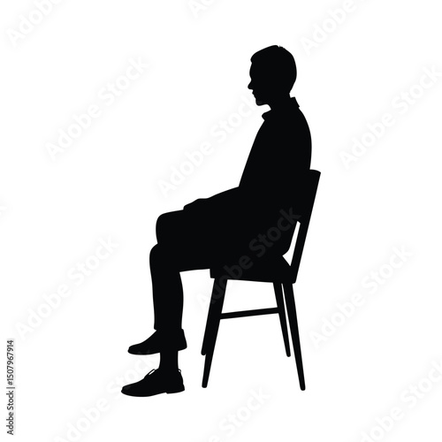 man sitting on chair silhouette vector illustration