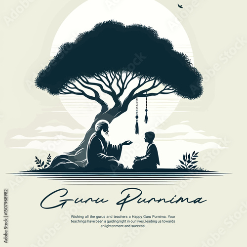 Happy Guru Purnima Festival Greeting Post for Social Media – Indian Spiritual Celebration Template