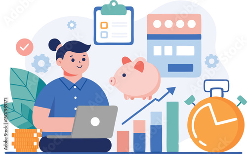 piggy bank and money