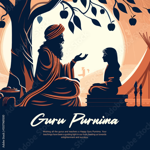 Happy Guru Purnima Festival Greeting Post for Social Media – Indian Spiritual Celebration Template