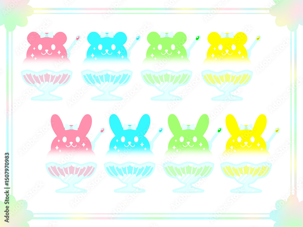 Fototapeta premium かき氷ウサギ&クマ