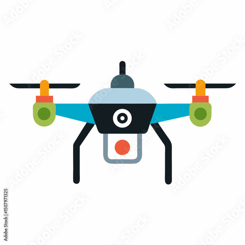 Editable vector drone with lens. Perfect for tech designs and World Photography Day campaigns.